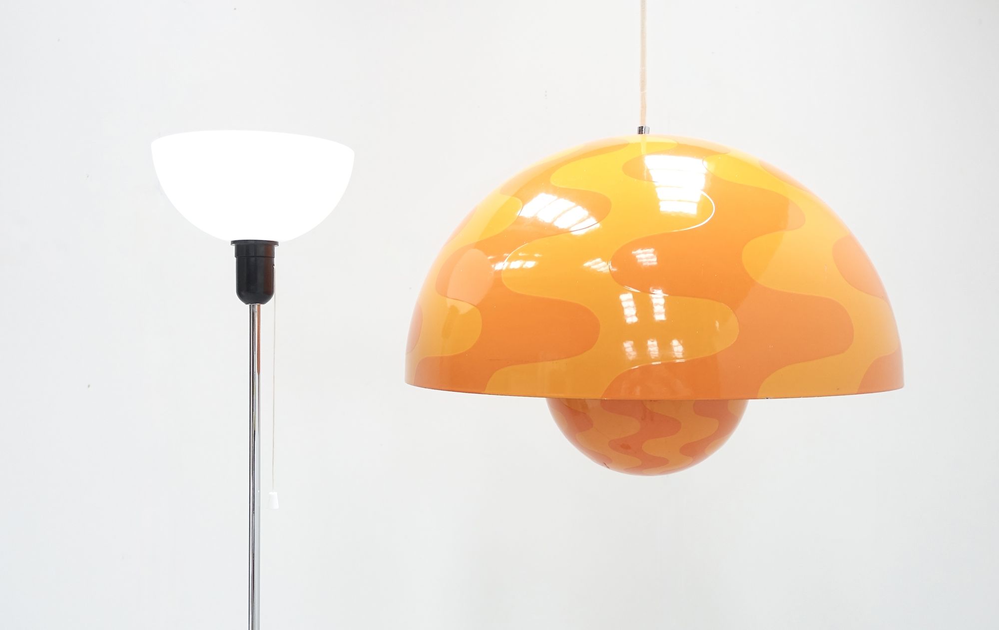 Floor lamp by Andreas Christen and pendant lamp by Verner Panton 60s-70s